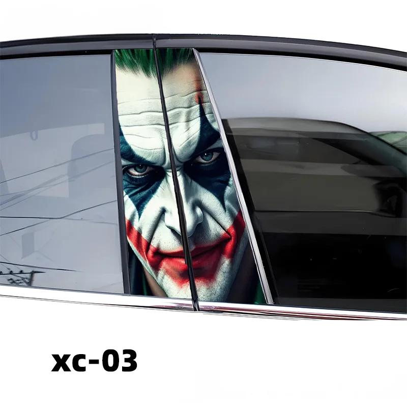 Autocollants graffiti drôles Joker pour voitures, autocollants en vinyle imperméables, décoration d'anime pour automobile, montant B, 1PC, 2PCs