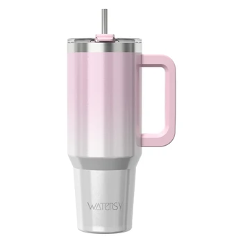 WATERSY 30oz/40oz Stainless Steel Thermal Cup Large Capacity Tumbler with Handle & Straw…