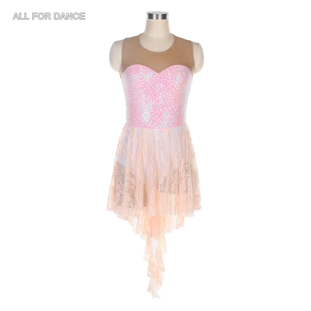 

16003 Adult Girls Ballet Dance Sequin Lace Dress Lyrical Dance Costume for Performance Stage Wear Women's Ballet Dancing Dress