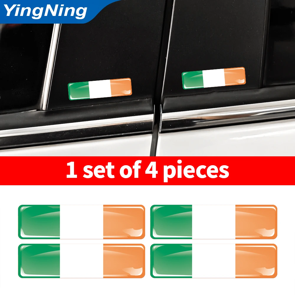 

4Pcs Ireland Flag Car Sticker 3D Epoxy Resin Decal Irish National Flag Stripe for Auto Door Bumper Trunk Decoration Accessories