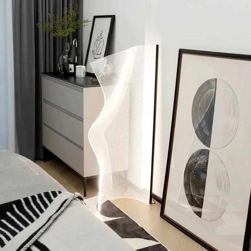 Lámpara de pie de diseño minimalista, sala de estar, dormitorio, arte, serpentina acrílica personalizada, mesita de noche, mesa de ambiente