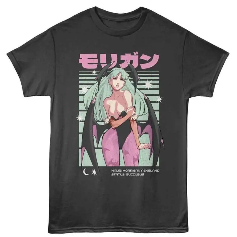 Camiseta para adultos Darkstalkers, videojuegos, líneas Morrigan, algodón oficial ahumado