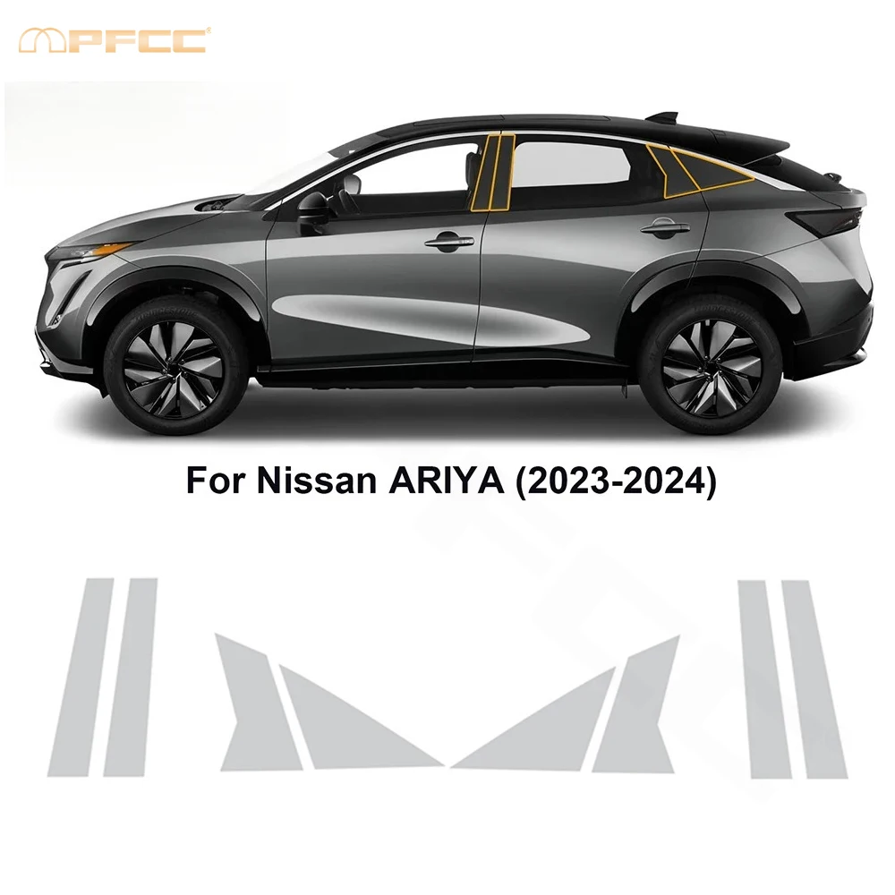 

For Nissan ARIYA 2023 2024 Car Headlight Rearview B C Pillars Anti-scratch Film TPU Paint Protection Film Pre-cut PPF Clear Kit