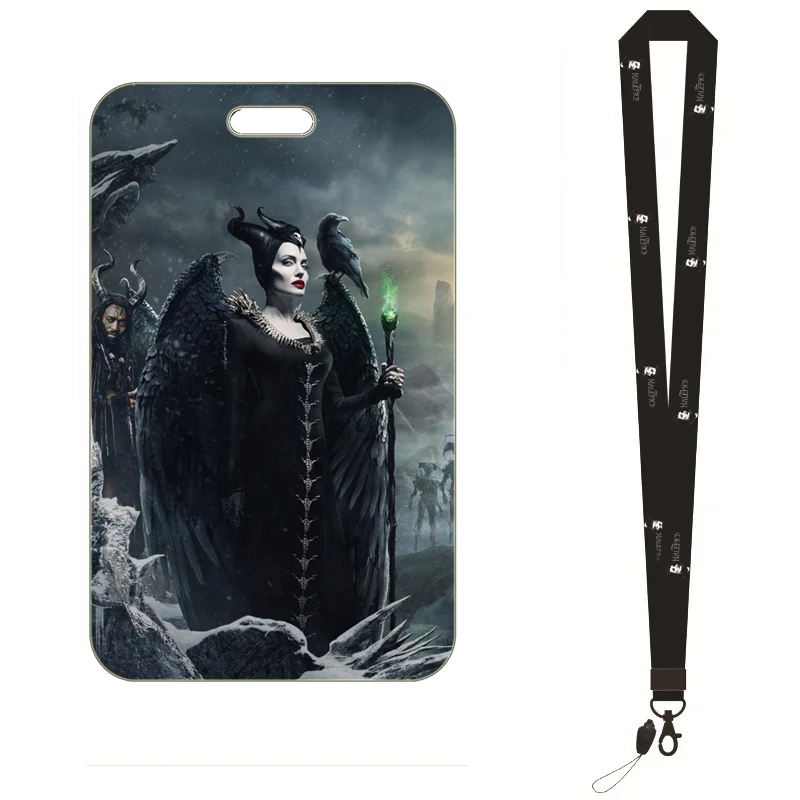 Disney Villains Maleficent ID Badge Holder Lanyards Women Door Card Holders Neck Strap Keychain Credential Gift for Girls