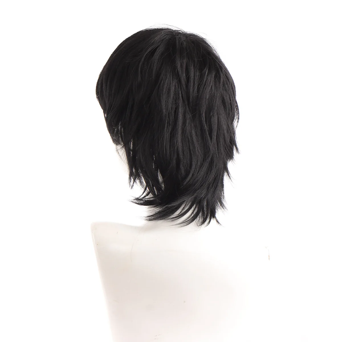 HANEROU-Perruque Synthétique Noire Courte et Lisse pour Homme, Cheveux Naturels pour ixCosplay, Fibre Haute Température 03