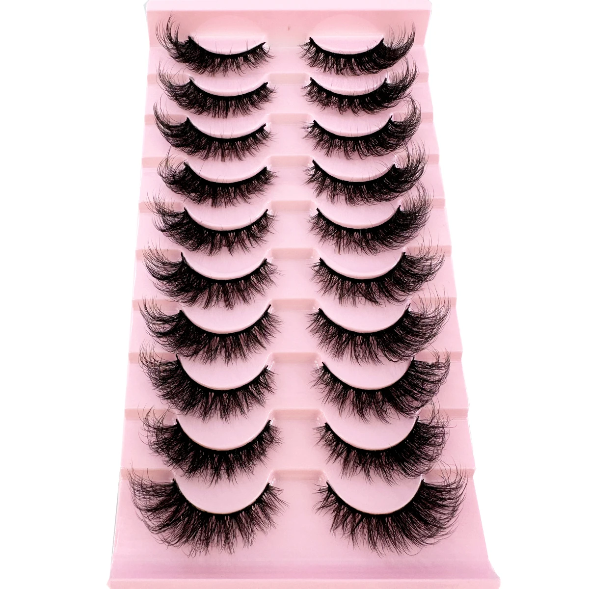 Nowe 10 par kocie rzęsy Faux Mink Eyelashes Naturalne długie rzęsy Manga Winged End Eye Wydłużone rzęsy Fałszywe rzęsy Makijaż