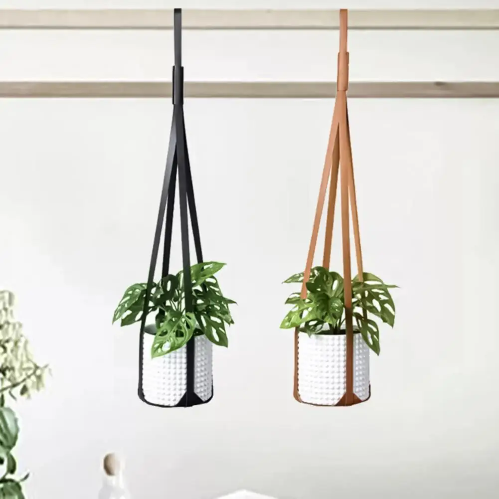 

Hanging Basket Adjustable Rope Hanger Flower Pot Faux Leather Plant Hanging cestas for Balcony