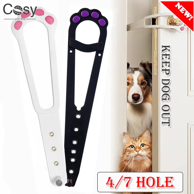 Pet Door Latch, Cat Elastic Door Lock to Prevent Dogs From Entering, Adjustable Cat Door Holder Latch for Most Door Handles