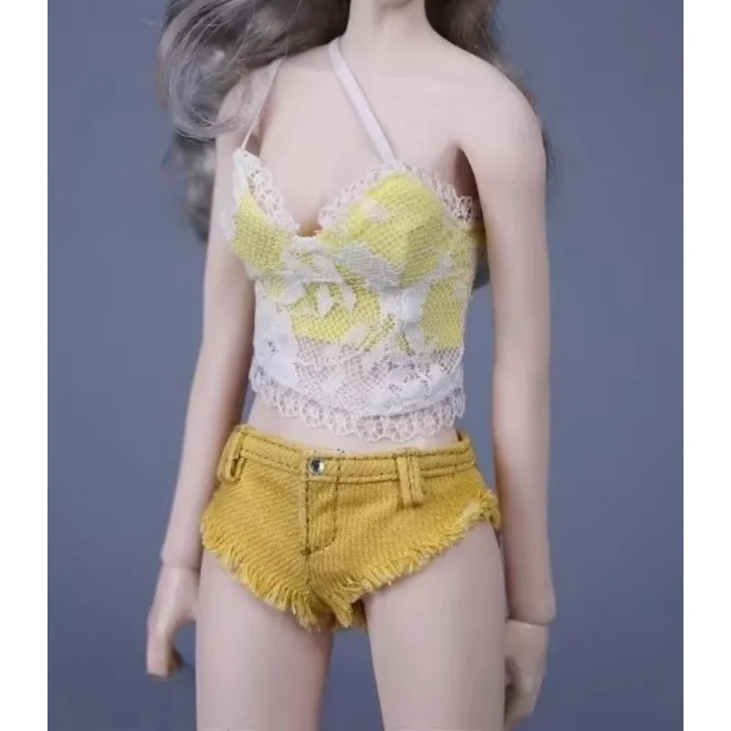 Colete de renda feminino sa029, escala 1/6, com calças jeans sem quadril, modelo de roupas de soldado para figura de ação de 12 ", corpo de boneca ph tbl