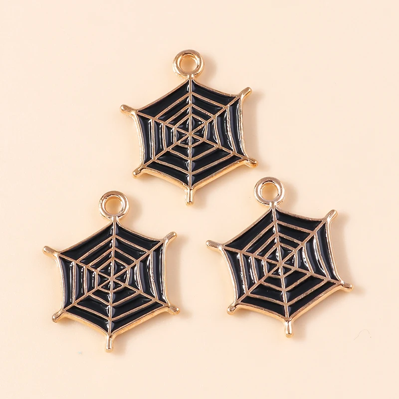 20 Stück 18x19mm Cartoon Emaille Spinnennetz Charms Anhänger für Schmuckherstellung DIY Tropfen Ohrringe Halsketten Armbänder Zubehör – Detail 3