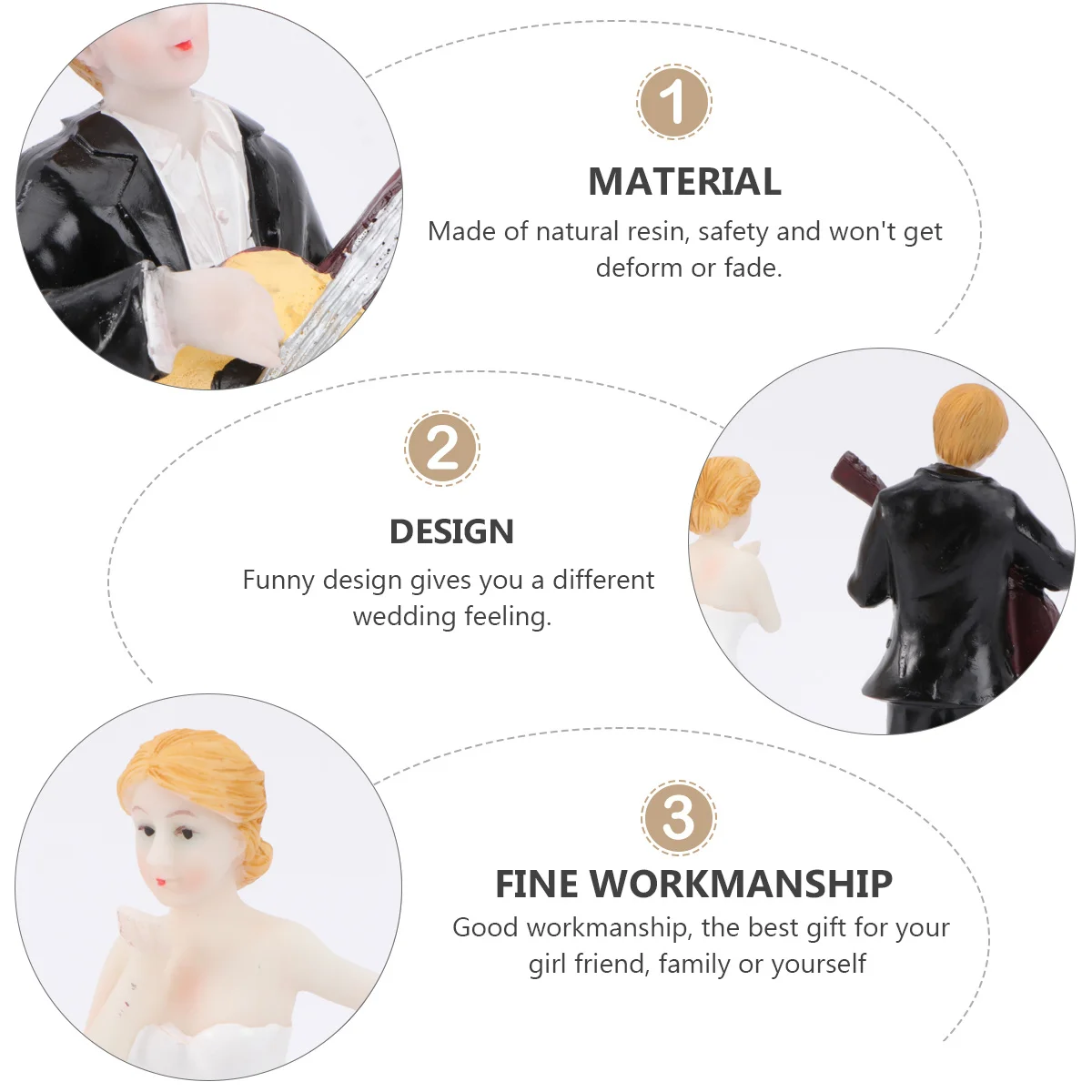 

Natural Resin Wedding Couple Cake Topper Romantic Bride Groom Elegant Decor Perfect for Cake Decoration Display Gift