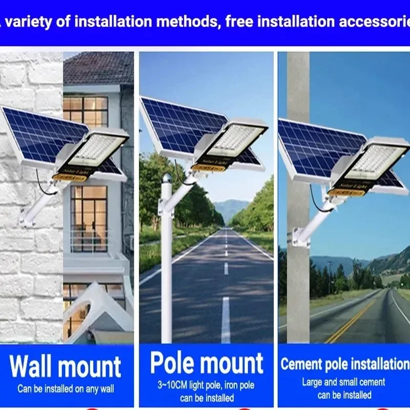 1000 واط ضوء الشارع الشمسي في الهواء الطلق الألومنيوم الشمسية الشارع مصباح ليد حديقة ضوء الشمس منزل التحكم عن بعد مصباح الجدار مقاوم للماء