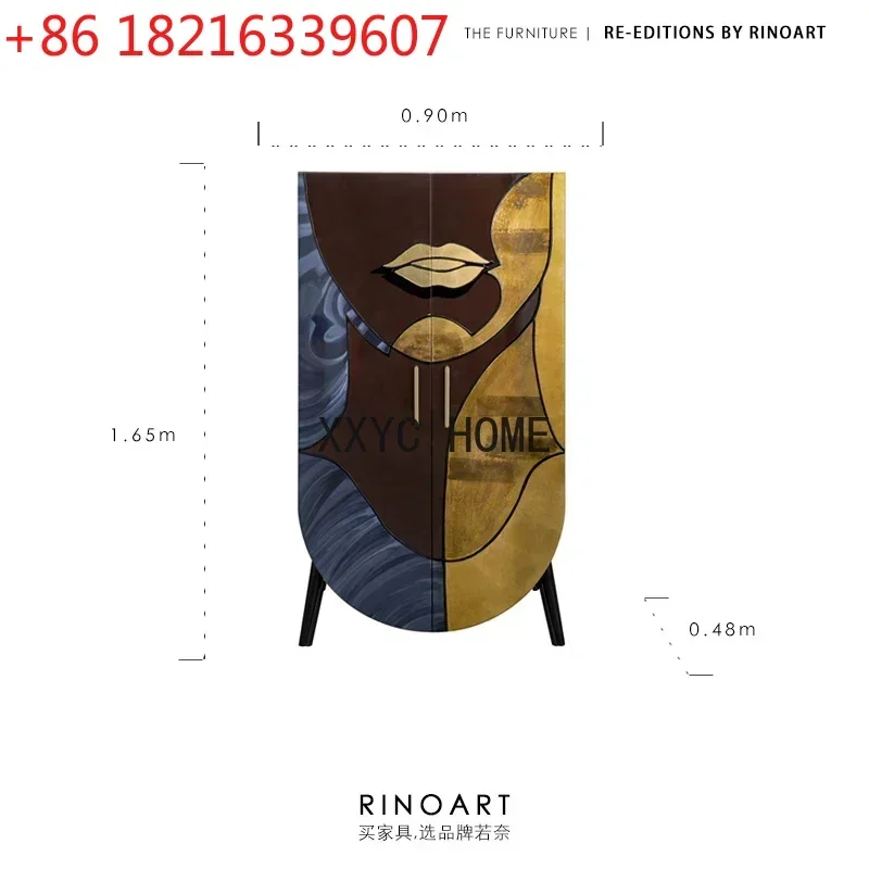 Art Clothes Closet Lacquer Wood Solid Wood U-Shaped Side Cabinet Clothes