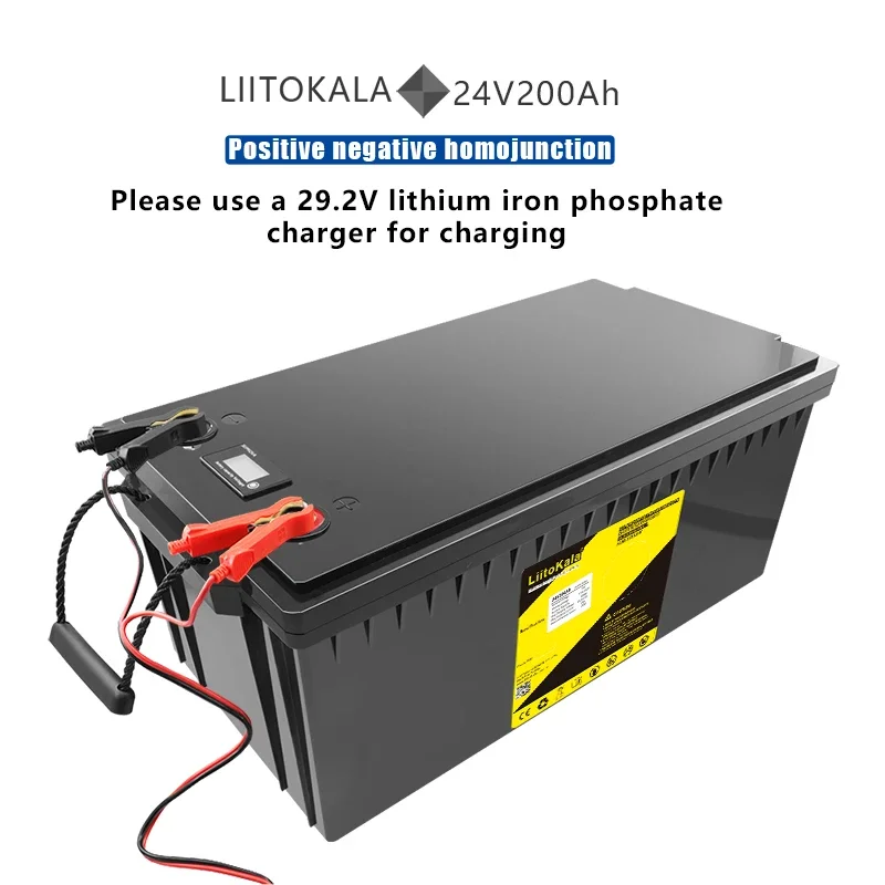 LiitoKala RV 에너지 저장 충전식 배터리, 전원 조명용 BMS 내장, 전기 LiFePo4 배터리, 24V, 200Ah, 240Ah, 25.6V