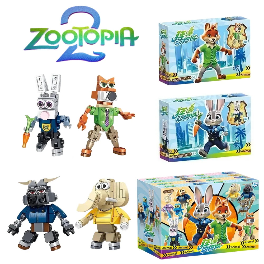 

Disney Zootopia, 2-секционный собранный блок, слепая коробка, мультистильные детские блоки-головоломки, блоки для энтузиастов, слепая коробка, игрушки, подарки