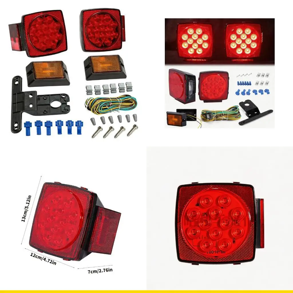 

SZCH Pack Of 2 Square LED Rear Lights Waterproof Strong Designs Lamps for Trucks
