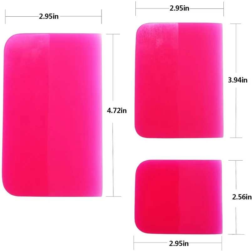 3 Pcs PPF Squeegee Soft Silicone Rubber Scraper,Vinyl Wrap and Window Tint Windshield Glass Cleaning Squeegee Tool