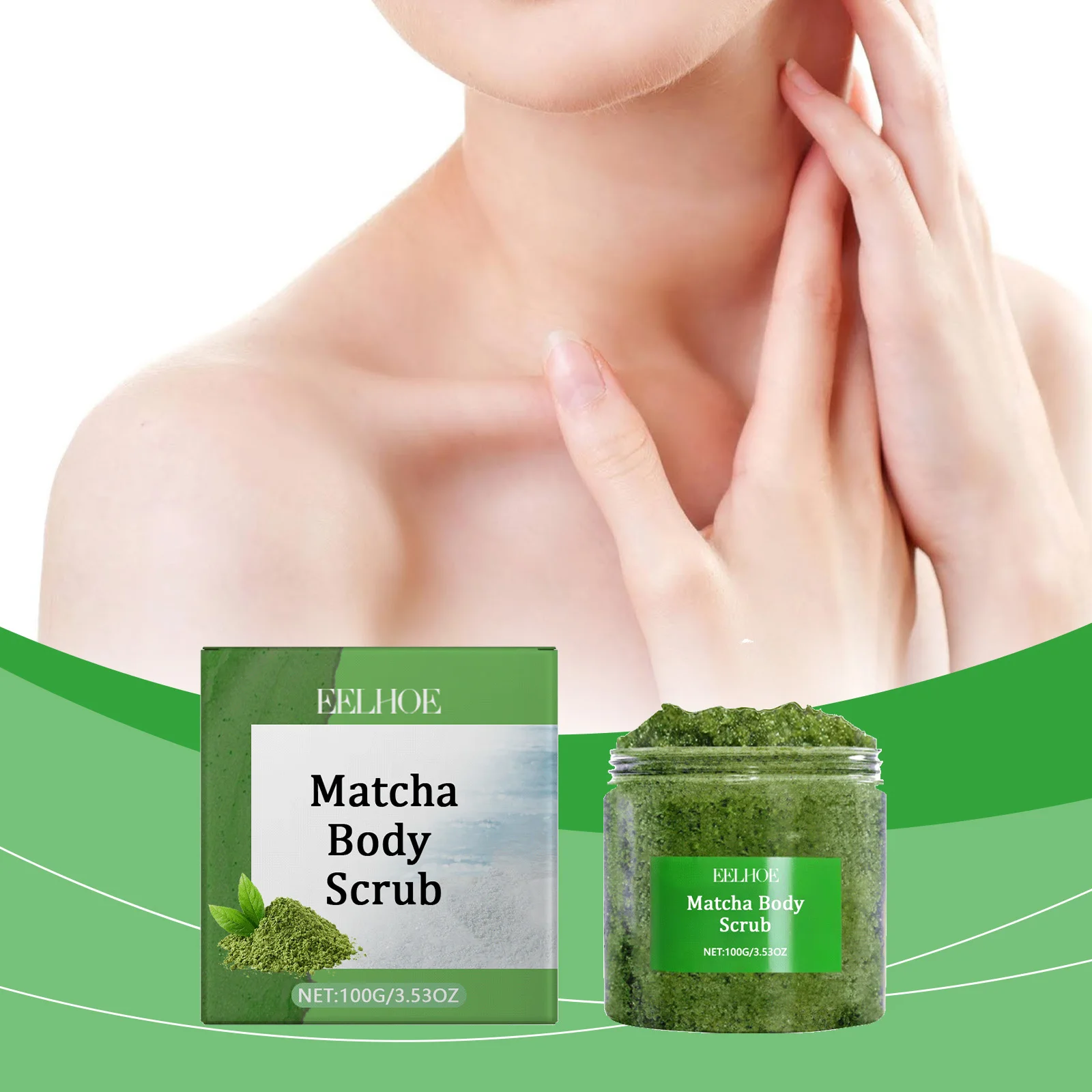 

Matcha Sea Salt Scrub for Body Cleansing, Nourishing, Moisturizing and Moisturizing Skin, Moisturizing 100g Body Scrub