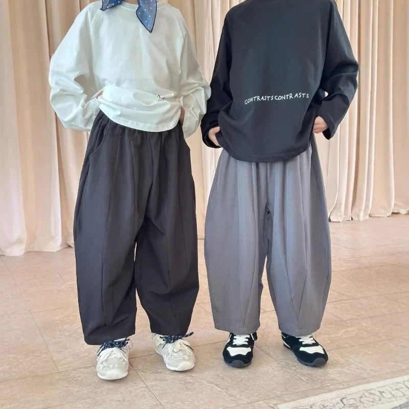 

2025 Autumn New Children's Solid Color Suit Versatile Loose Casual Western-style Pants