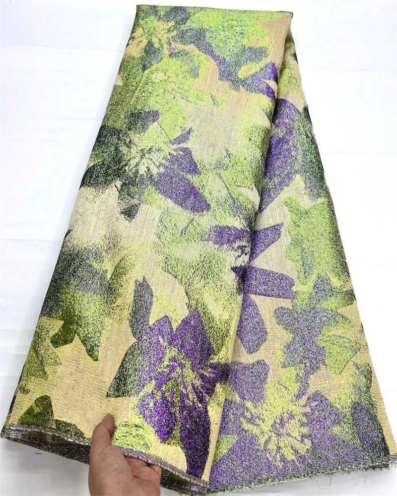 Brocado de Jacquard africano para mujer, tela de lujo, Material Floral Damasco, encaje dorado nigeriano, Brocard Tissu para manualidades de moda