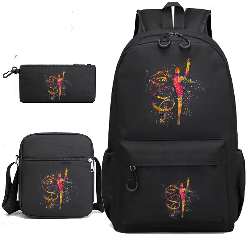 Watercolor Gymnastics Girls Print School Bags for Teenage Girls Bagpack Travel Knapsack Bag School Backpack for College Students