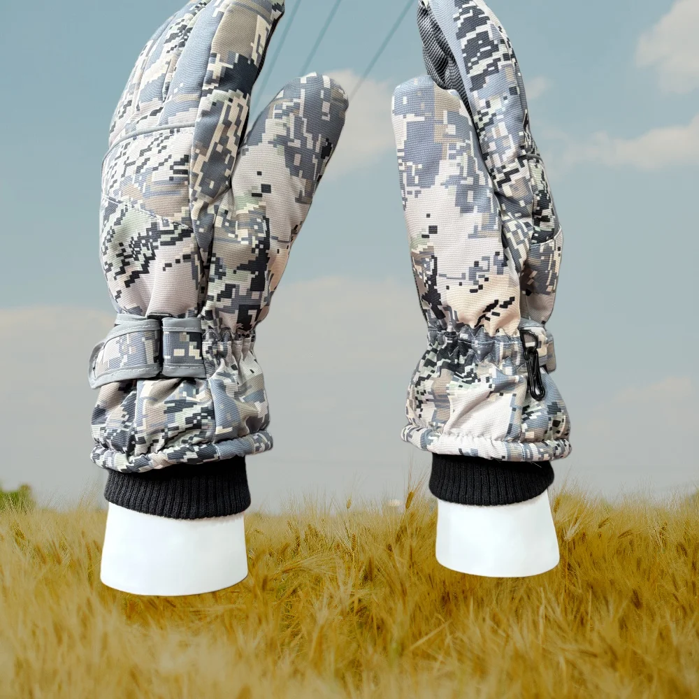 Herren Wasserdichte, Winddichte, Drei-in-Eins Filmbeschichtete Stoff-Handschuhe mit Telefonfunktion, Isolierte Tarnfarbene Jagdhandschuhe für Kaltes Wetter – Detail 6