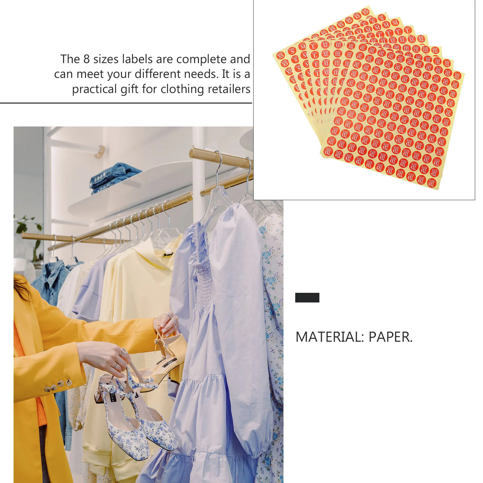 

80 Sheets Customized Size Sticker Clothes Paper Self-adhesive Label Clothing Stickers