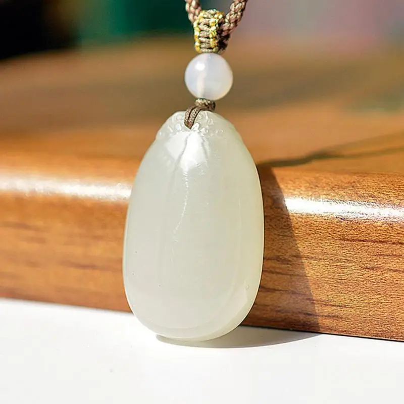 Genuine China Nephrite Stone Waterdrop Pendant Necklace Men Women Certified Jewelry Natural Hetian Jade Lucky Charms Amulets