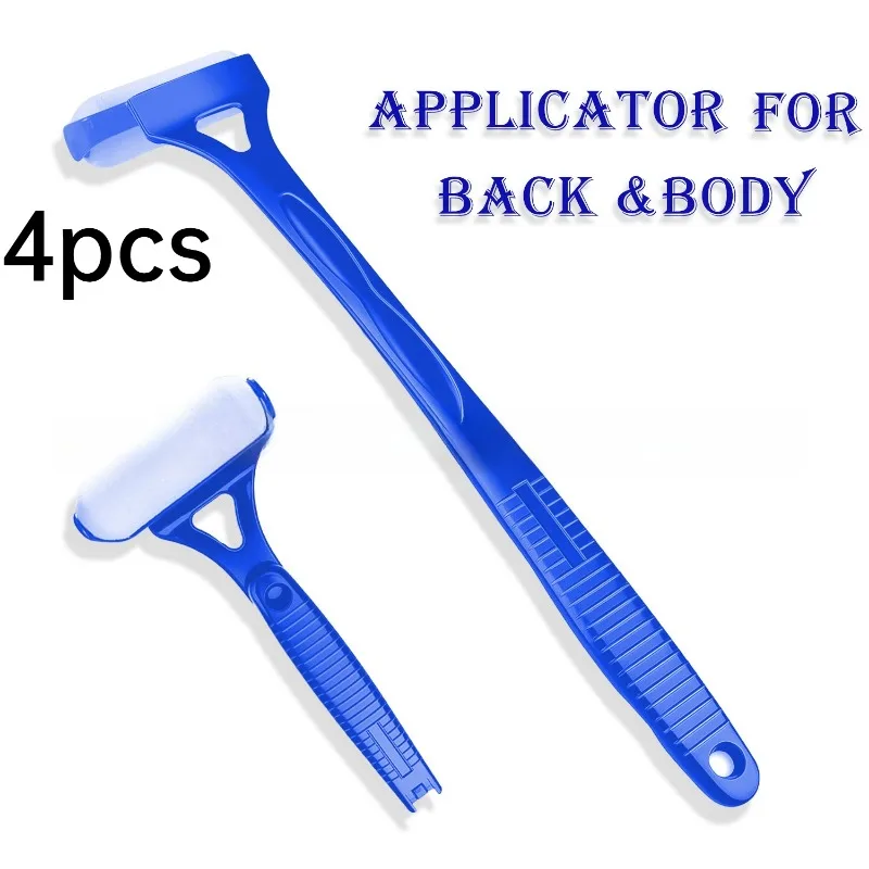 4pcs/set Soft Hard Sponge Head Plastic Back Applicator Two Sizes Self Apply Sunscreen Ointment Body Care Tool