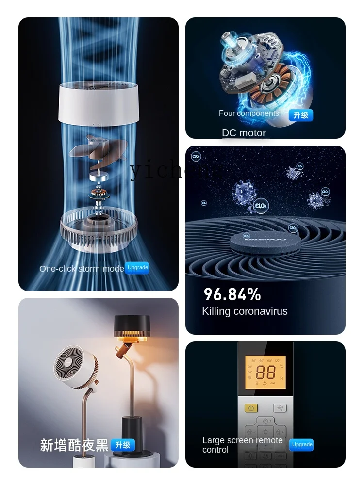 cc29 Air Circulator Household Light Tone Vertical Intelligent Shaking Head Floor Fan view 3