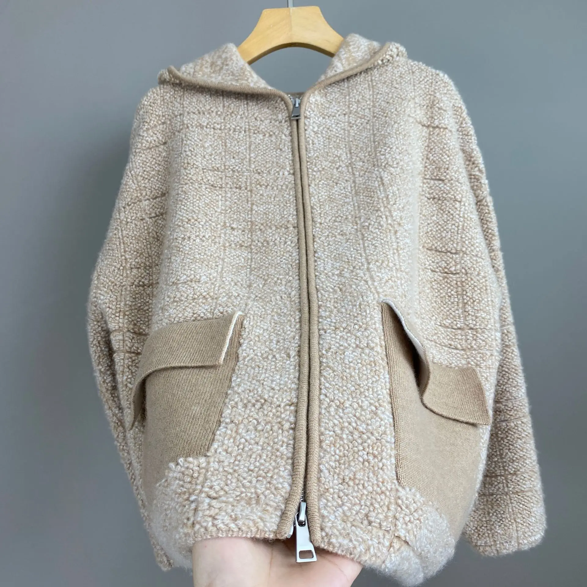 

Женский осенне-зимний новый кашемировый шерстяной кардиган с капюшоном 2021, свитер, куртка