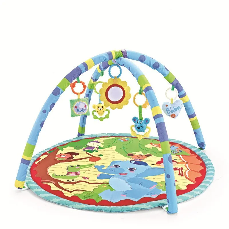 Baby Play Gym Play Mat Tummy Time Fitness Frame Activity Rack with 5 Detachable Toys Newborn Sensory Skill Development Kids Rug