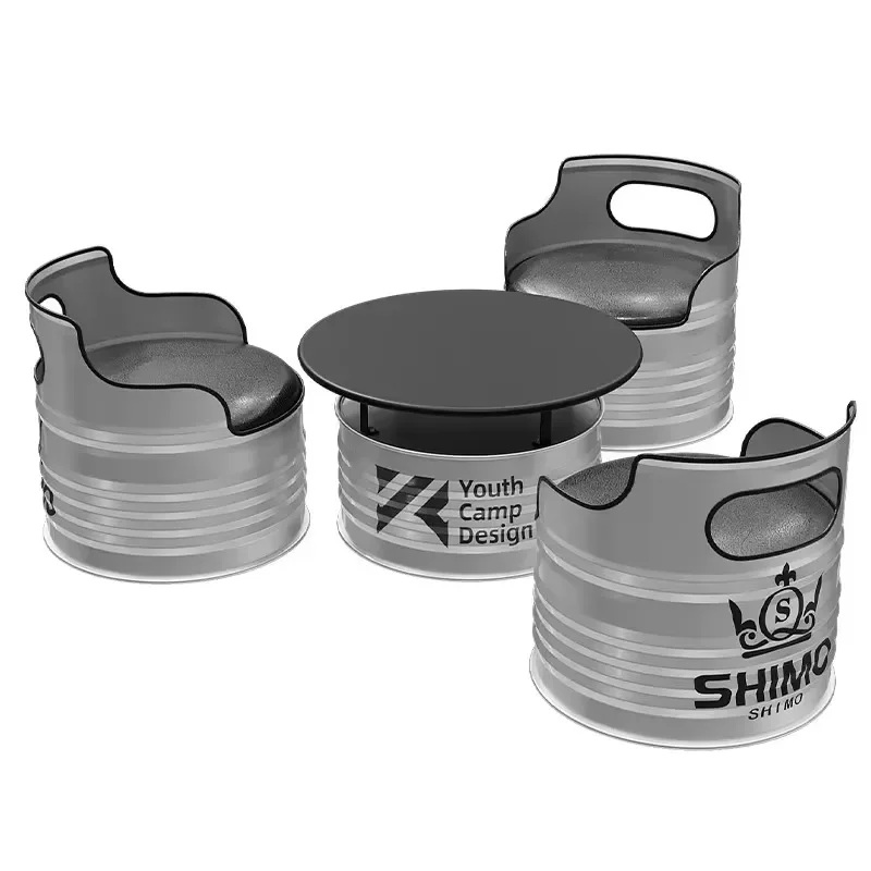 Industrial Metal Barrel Bar Table Stools Set Modern Cushioned Seats Gym Pub Bistro Cafe Furniture Custom Logo OEM ODM