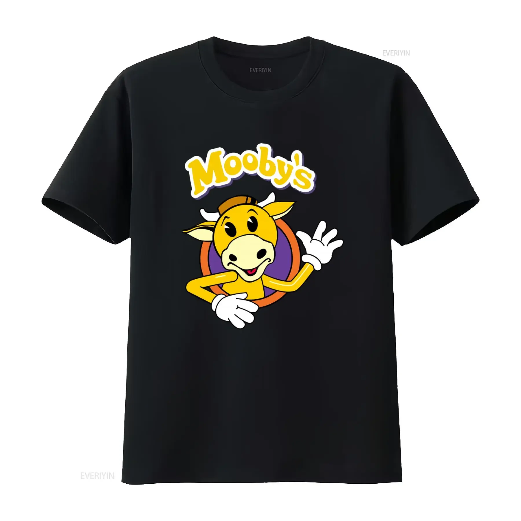 Moobys Movie Logo Kevin Smith Clerks Cartoon Cow Print T Shirt for Fashion  vintage Washed fashion Slightly Casual homme Soft