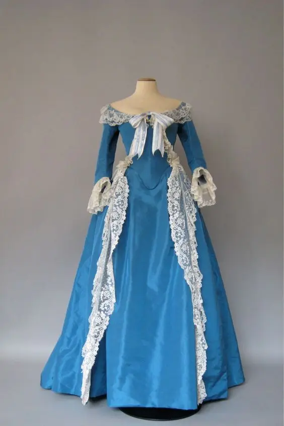 Marie Antoinette Rococo Fancy Blue Dress Victorian The Duchess Ball Gown Dress Women Wedding Dress Medieval Lace Dress