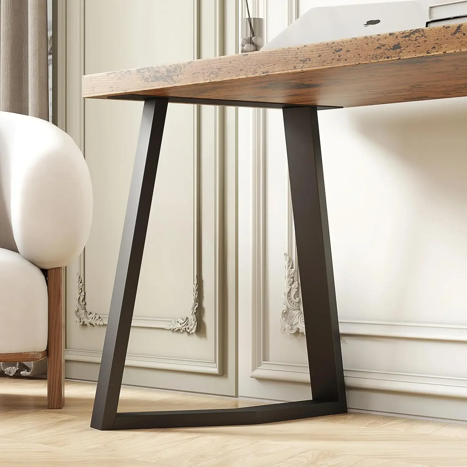 Dinning Table Legs, 25.8" W Desk Legs Set of 2 Heavy Duty Metal Legs for Table, 3.2” Thickened Treatment Modern Table Leg with A