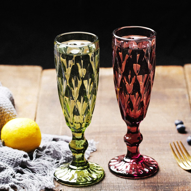 (Logo Can Engrave) 150ML Colorful Champagne Glasses, Household Goblets, Red Wine Glass, Juice Glass, Whiskey Glass For Bars
