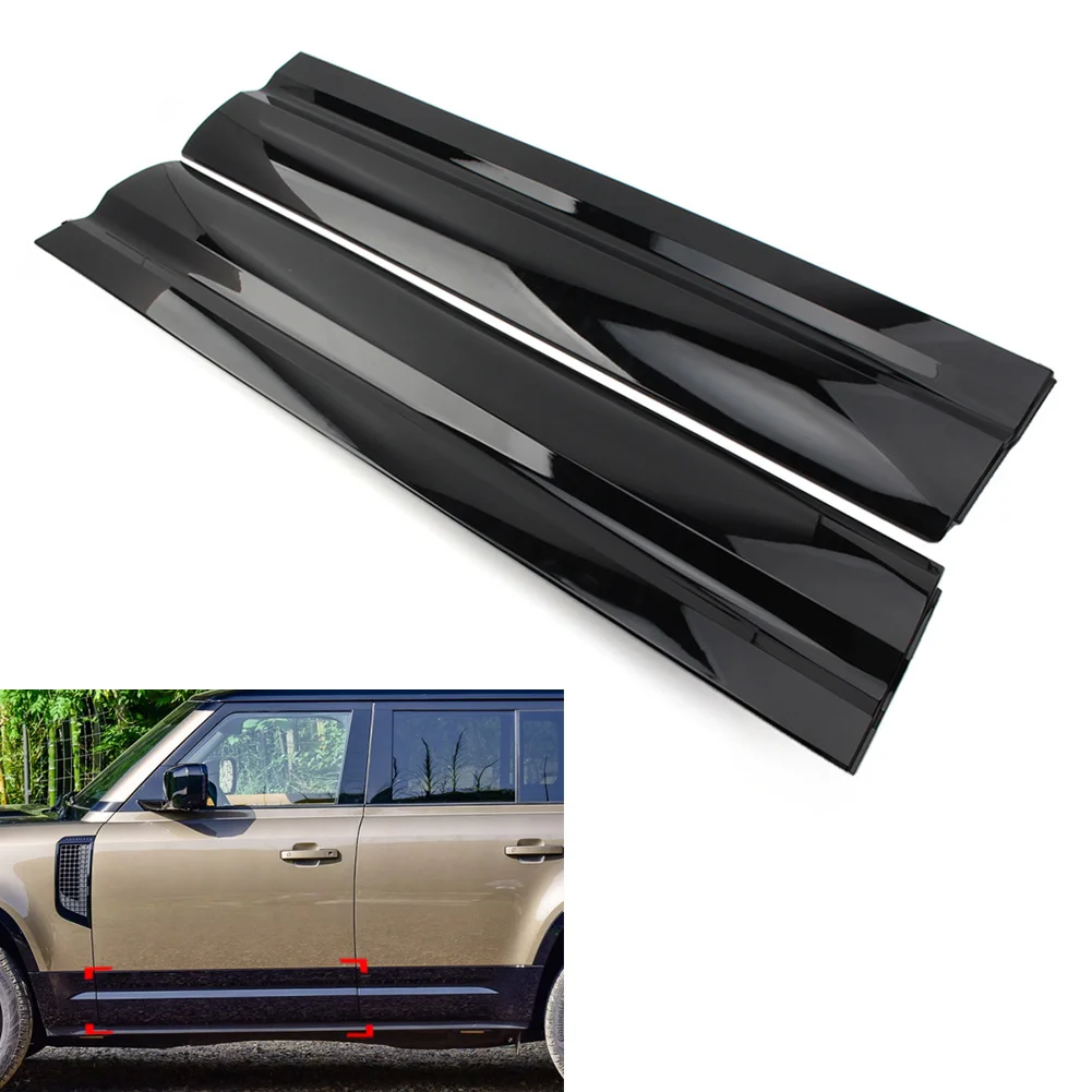 Black Car Front Rear Door Exterior Lower Moulding Cover Trim Accessories For Land Rover Defender 90 110 2019 2020 2021 2022