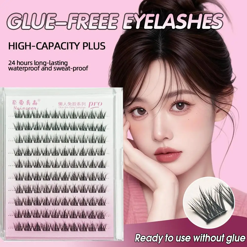 Self Adhesive False Eyelashes 5D Mink Lashes,No Glue Eyelash Clusters,Idol Curl Lash Clusters Reusable Individual Section Lashes