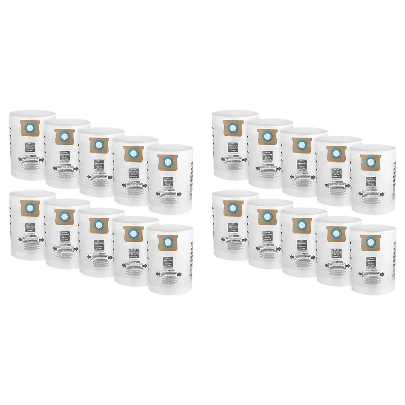 

Gen Basic 20 Pack VF2005 Collection Filter Bags For Shop-Vac 9066200 10-14 Gallon Type F + Type I, Replace Part 90662 And 90672