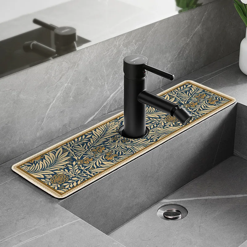 Faucet Diatom Mud Absorbent Pad Table Mat Basin Narrow Kitchen Countertop Splash-proof Anti-water Draining Mat Decoration Dining