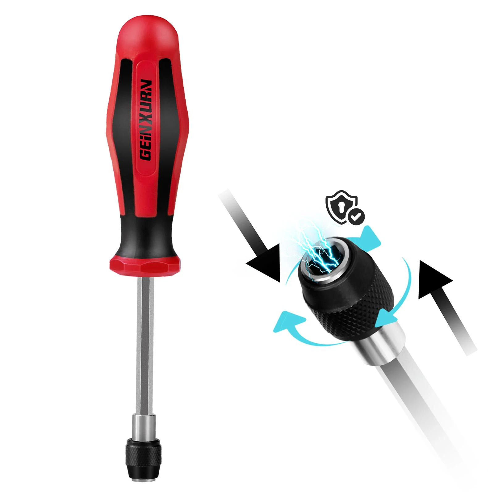 Geinxurn Magnetic Changeable Head Manual Screwdriver Set Include Quick Change Screwdriver and Impact S2 Screwdriver Bit ﻿