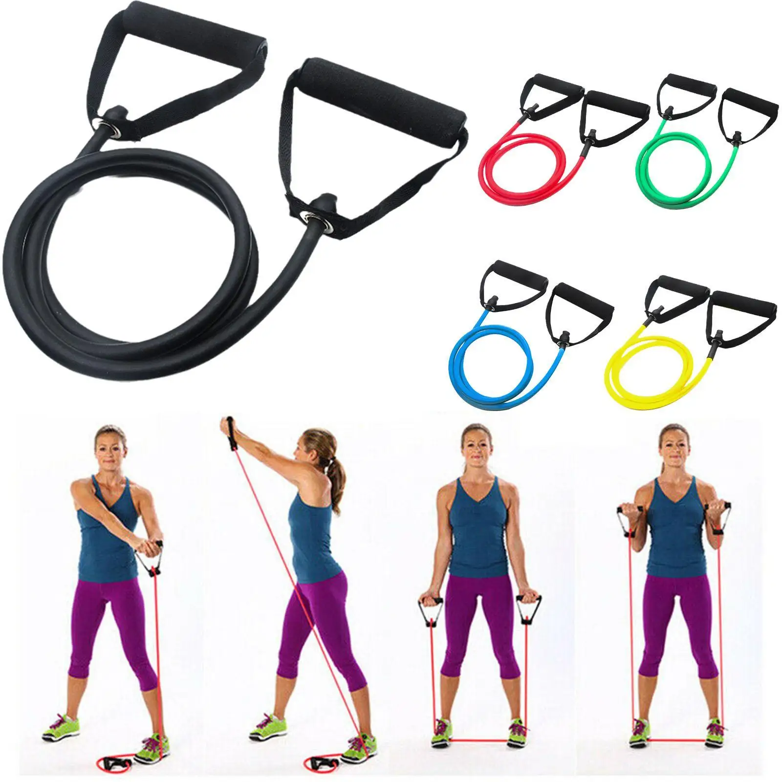 5 Levels Resistance Bands With Handles Yoga Pull Rope Elastic Fitness Exercise Tube Band For Home Workouts Strength Trainin