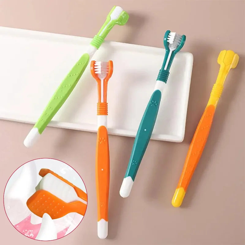 

3-Sided Pet Toothbrush Dog Plastic Toothbrush Removing Bad Breath Tartar Cleaning Mouth Pet Dental Care Cat Cleaning Mouth