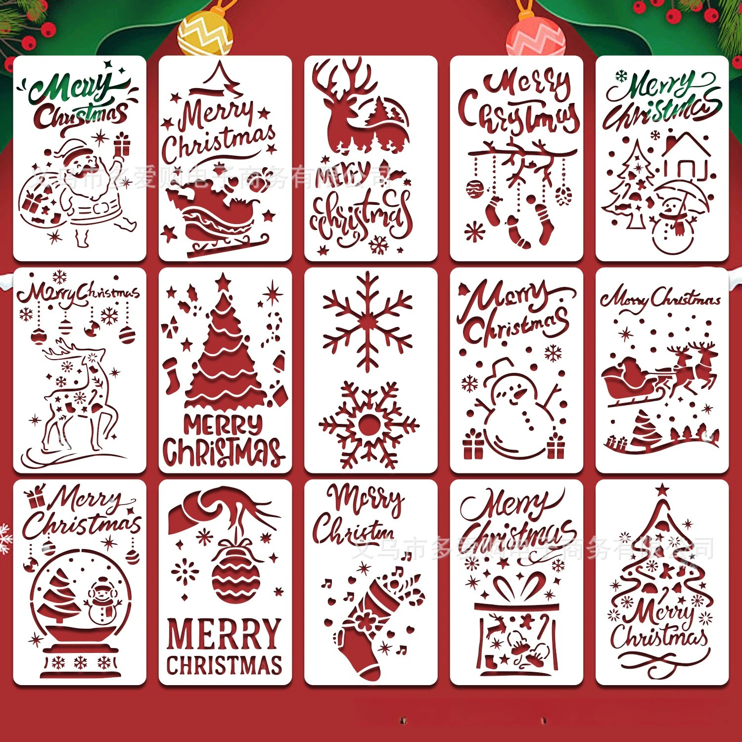 Christmas Decor Hollow Painting Stencils, Holiday Mold Craft Set, Kids DIY Tracing Graffiti Spray Rubbing Stencil for Home Decor