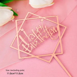 Acrylhartung Happy Birthday Topper Kuchen, Toper Cupcake, Goldener Spiegel, Kindergeburtstagsfeier, Dessertdekorationen, Babyparty, 10pcs 10 Hauptverkaufsgeburtstagstorte - №10