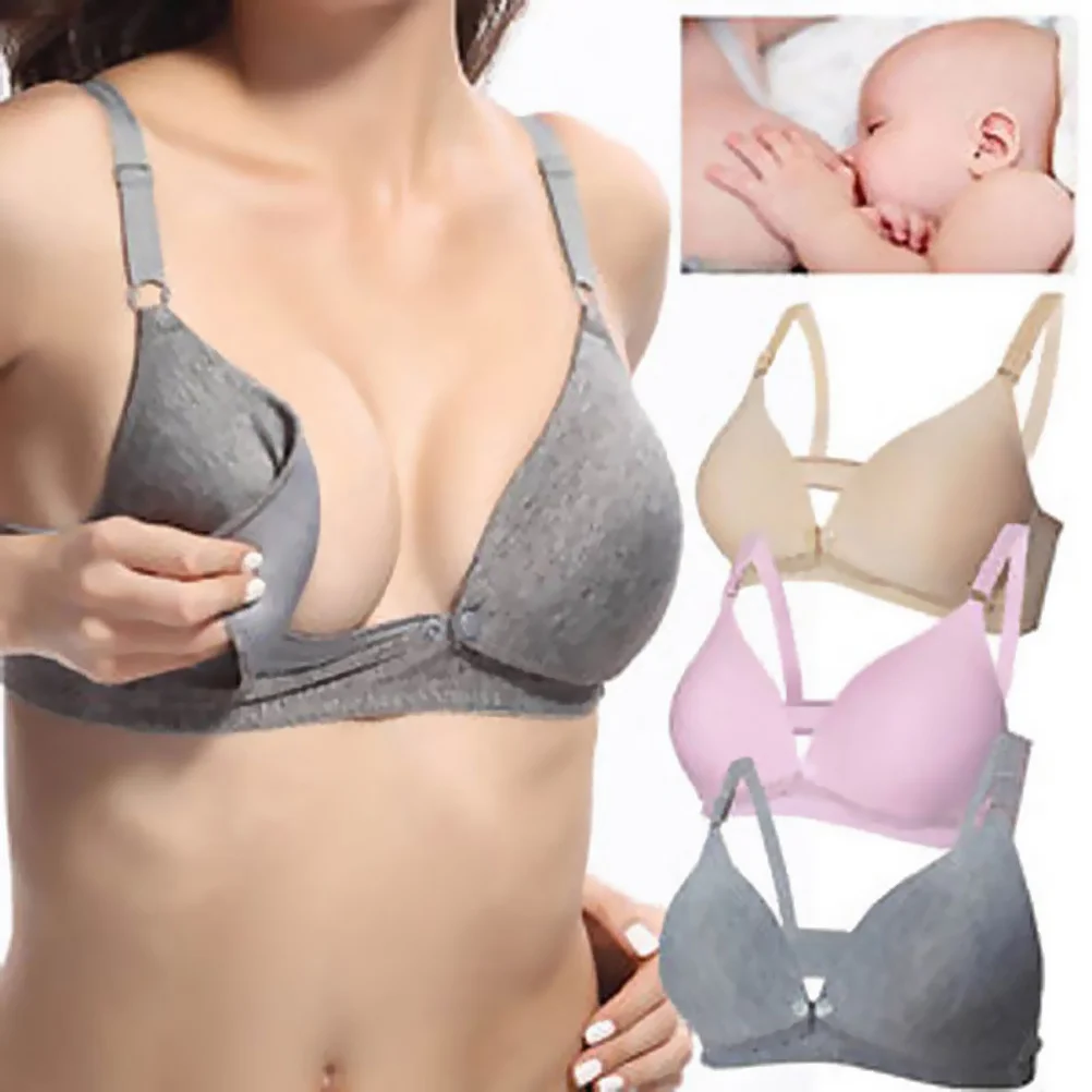 

Silver Gray Nursing Bra 80c Front Button Seamless Adjustable Strap Stress Relief Breastfeeding Bra for Pregnant and Nursing