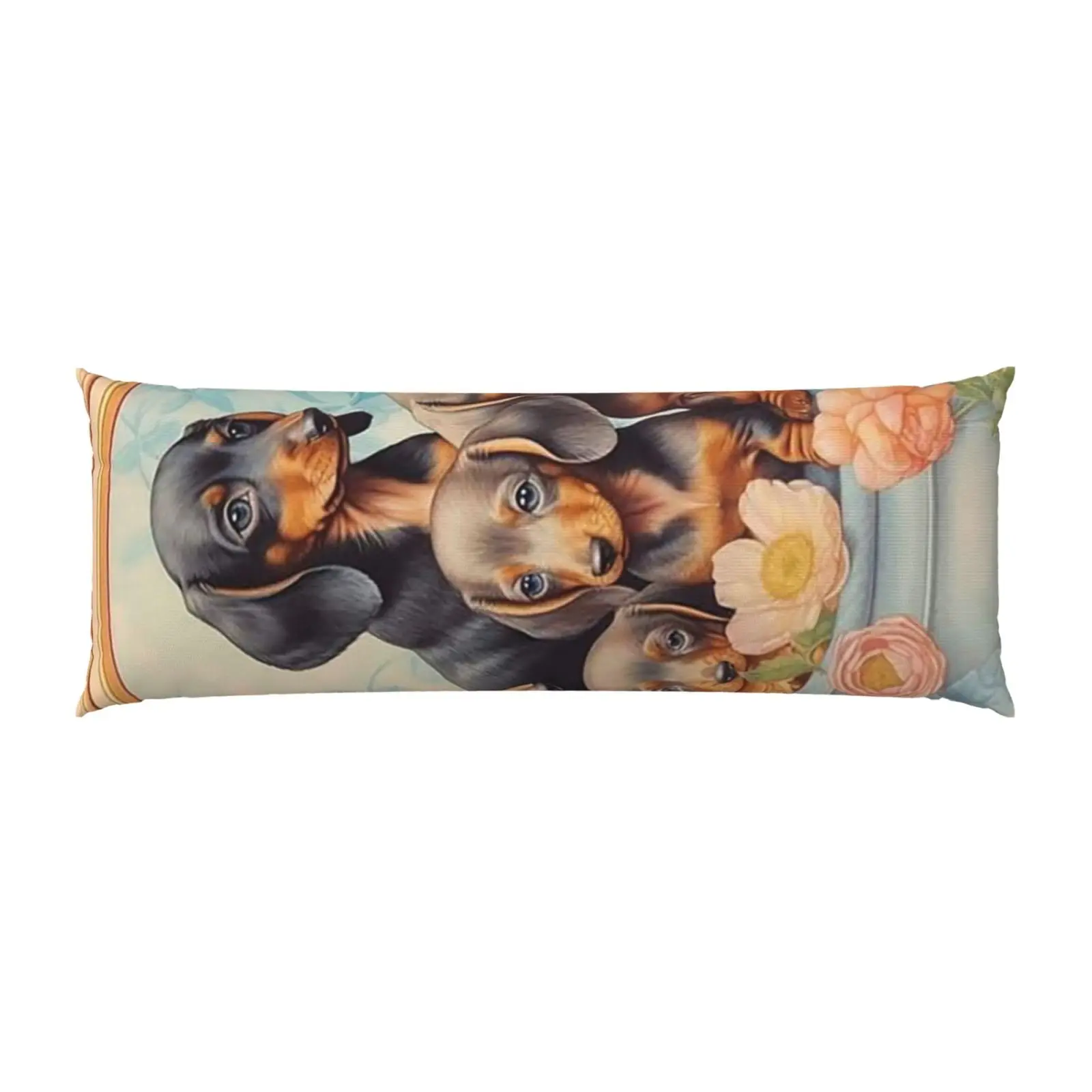 Ultra-Soft Sausage Dog Family Pillow Cover, 20x54 Inches - Breathable and Comfortable for Side Sleepers, Back Sleepers, and Stom