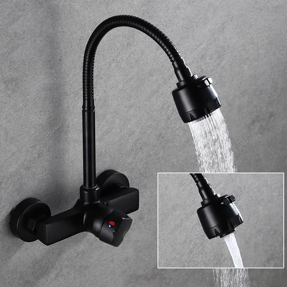 black-faucet-brushed-kitchen-faucet-wall-mounted-2-function-hot-and-cold-sink-faucet-360-degree-rotation-spray