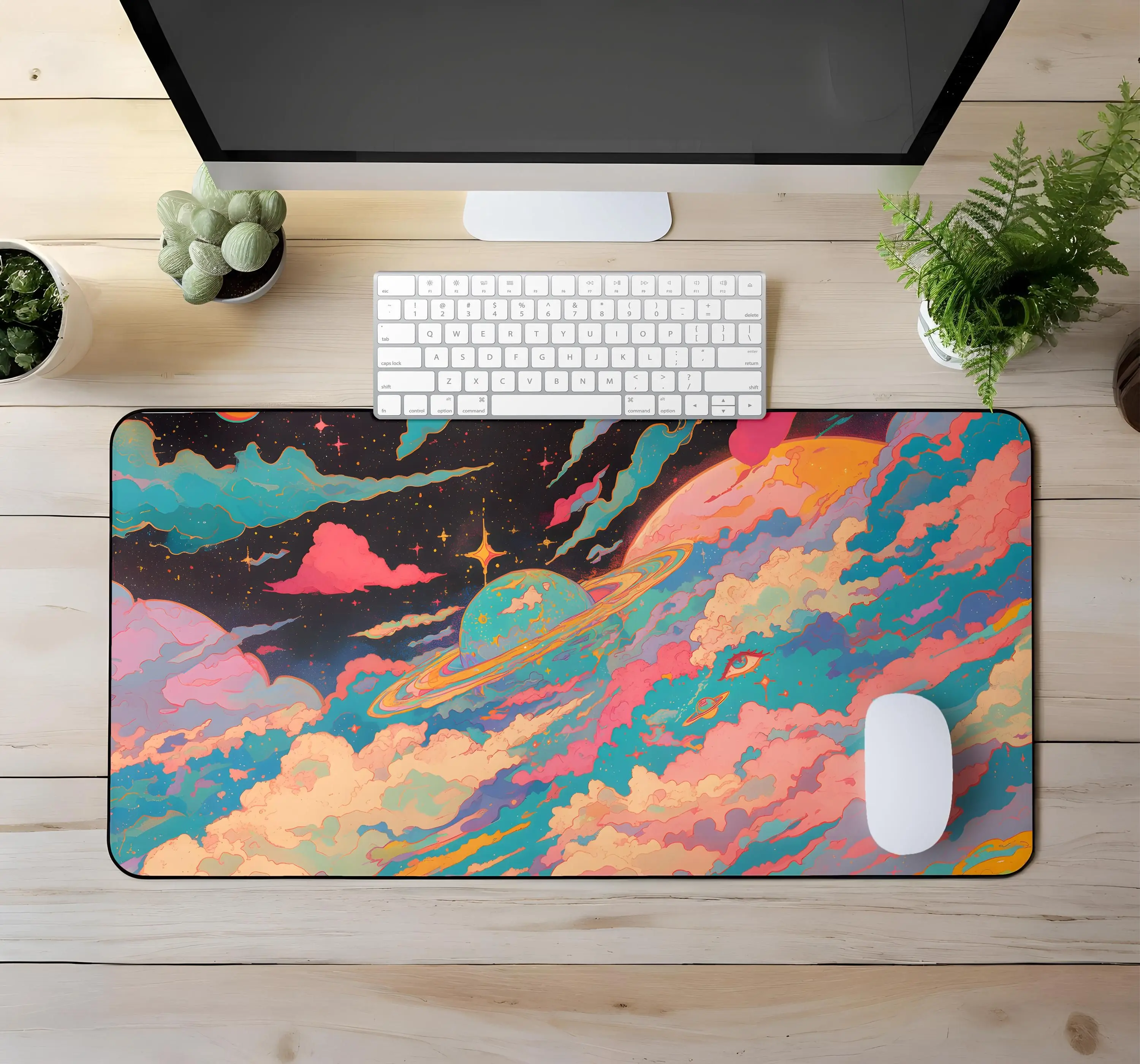 Galaxy Space Desk Mat XL Gaming Mouse Pad Cosmic Nebula Stars Office Workspace Decor Large Mousepad Cute Anime Girl Desk Mat
